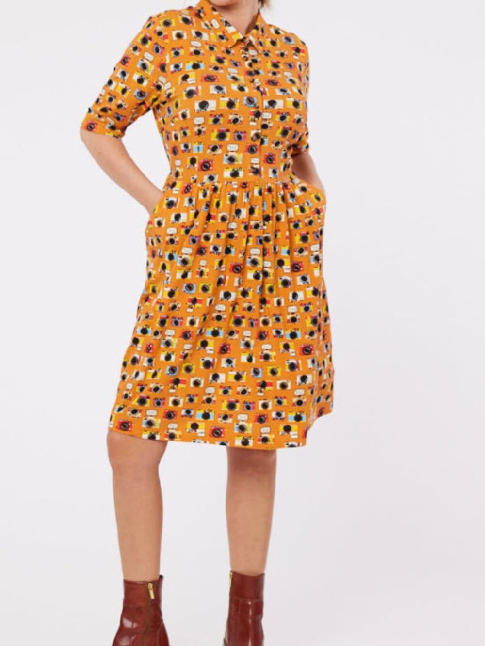 Joanie Clothing Martha Dress in Mustard, US Size 18